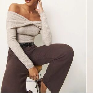 Reformation Florie Twist Front Sweater in Barley